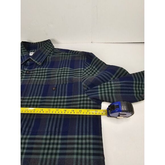 Men's Orvis Big Bear Blue Green Plaid Flannel Long Sleeve Button Up Size M - Picture 7 of 11